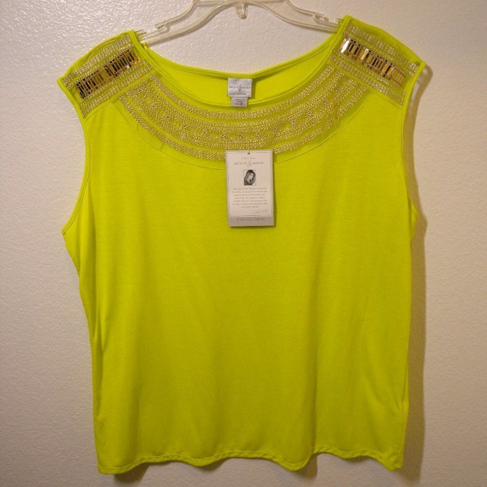 Jaclyn Smith Lime Green Embellished Top NWT Size: XXL